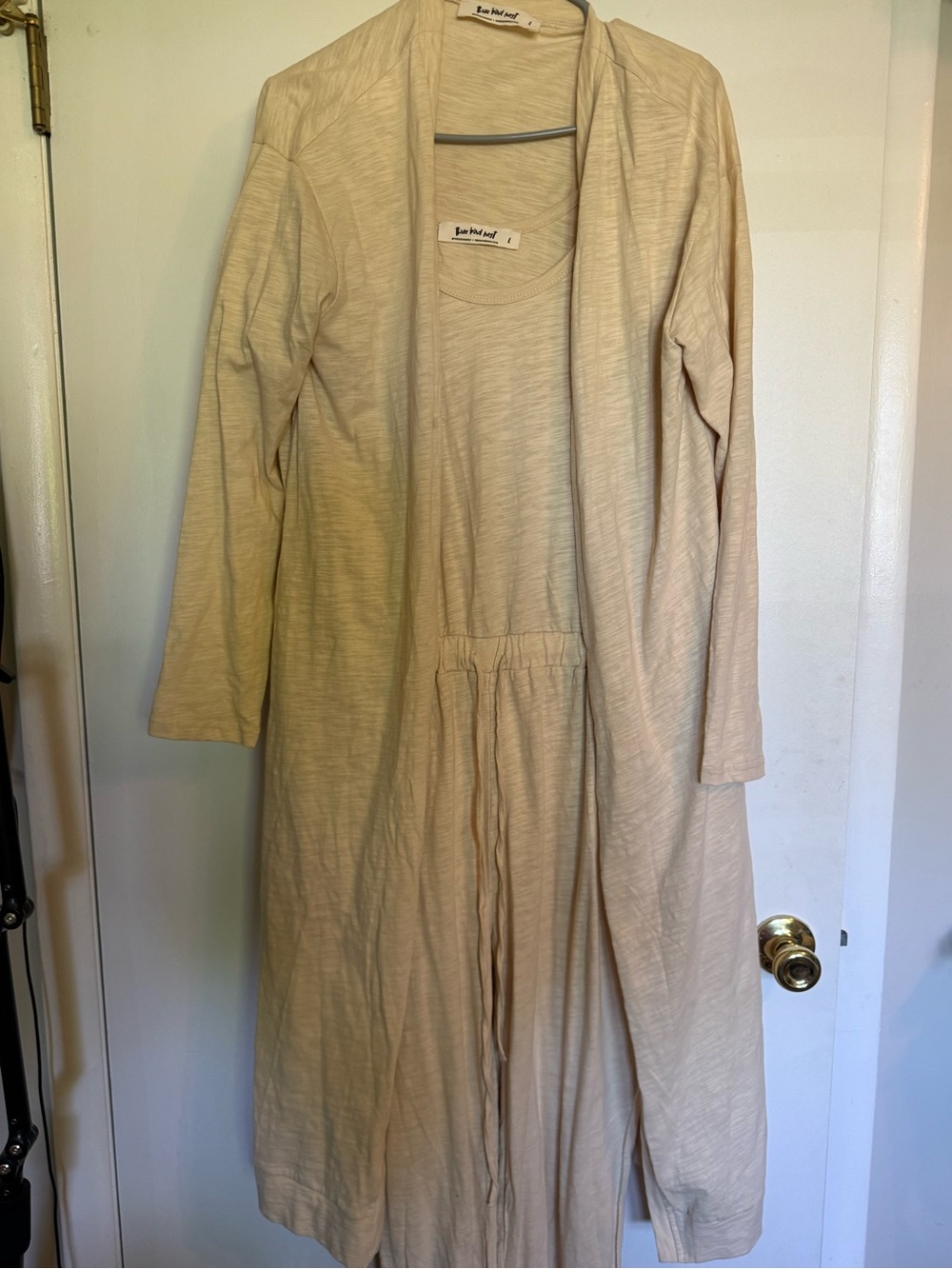 Three Bird Nest Cream Long Sleeve Jumpsuit with Duster